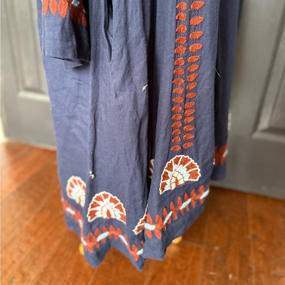 Roberta Roller Rabbit Navy and Red Embroidered Cotton Midi Dress - XL / L - Picture 7 of 14